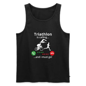 Triathlon is calling and i must go - Männer Premium Bio Tank Top - Schwarz - Vorne - AI Model Male 178 light (178cm)