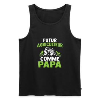 futur agriculteur comme papa - Débardeur bio Premium Homme - noir - Devant - AI Model Male 178 light (178cm)