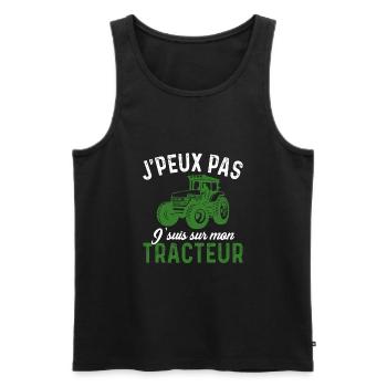 j'peux pas j'suis sur mon tracteur - Débardeur bio Premium Homme - noir - Devant - Michal (187cm)