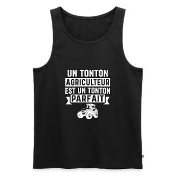 Un tonton agriculteur est un tonton parfait - Débardeur bio Premium Homme - noir - Devant - Michal (187cm)