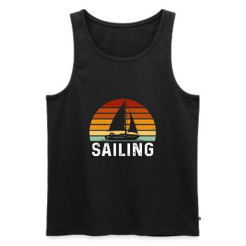 retro sailing captain sail t-shirt sailboat - Männer Premium Bio Tank Top - Schwarz - Vorne - Michal (187cm)