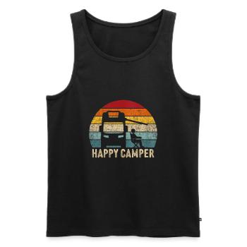 retro wohnmobil car t-shirt camper - Männer Premium Bio Tank Top - Schwarz - Vorne - Michal (187cm)