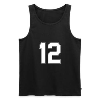 12 ans numéro maillot 12 - Débardeur bio Premium Homme - noir - Devant - AI Model Male 178 light (178cm)