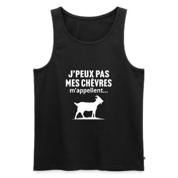 J'peux pas mes chèvres m'appellent... - Débardeur bio Premium Homme - noir - Devant - Michal (187cm)