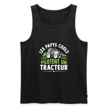 les papys cools pilotent un tracteur - Débardeur bio Premium Homme - noir - Devant - Michal (187cm)