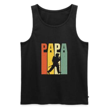 retro papa pompier t-shirt sapeur pompier - Débardeur bio Premium Homme - noir - Devant - Michal (187cm)
