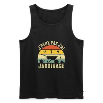 J'peux pas j'ai jardin humour cadeau jardinier - Débardeur bio Premium Homme - noir - Devant - Michal (187cm)