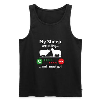 meine Schafe rufen und ich muss gehen - Männer Premium Bio Tank Top - Schwarz - Vorne - Michal (187cm)