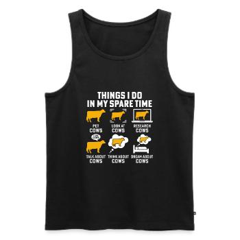 Dinge, die ich in meiner Freizeit mache Kühe lustige Kuh - Männer Premium Bio Tank Top - Schwarz - Vorne - Michal (187cm)