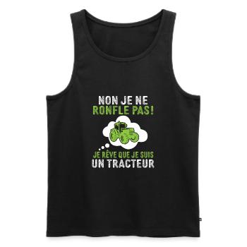 Non je ne ronfle pas je rêve je suis un tracteur - Débardeur bio Premium Homme - noir - Devant - Michal (187cm)