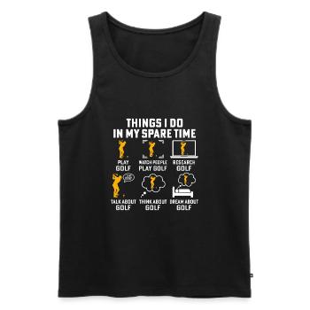 Dinge, die ich in meiner Freizeit mache, spiele Golf - Männer Premium Bio Tank Top - Schwarz - Vorne - Michal (187cm)