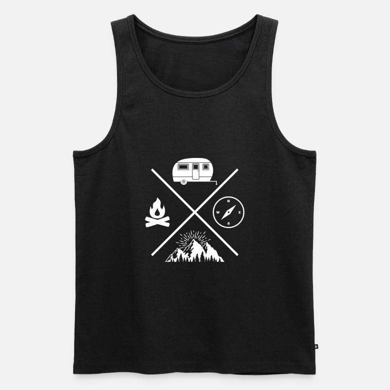 camping caravan campfire compass - Débardeur bio Premium Homme - noir