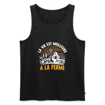 la vie est meilleure à la ferme - Débardeur bio Premium Homme - noir - Devant - Michal (187cm)