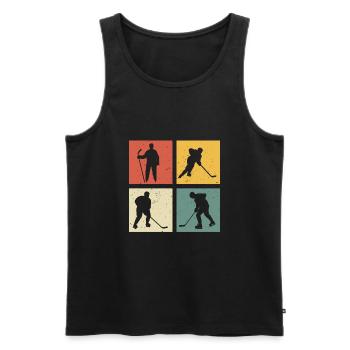 retro hockey t-shirt hockey sur glace - Débardeur bio Premium Homme - noir - Devant - AI Model Male 178 light (178cm)