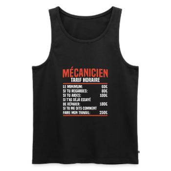 Mécanicien tarif horaire cadeau pour un mécanicien - Débardeur bio Premium Homme - noir - Devant - Michal (187cm)