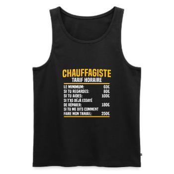cadeau pour un chauffagiste tarif horaire - Débardeur bio Premium Homme - noir - Devant - Michal (187cm)