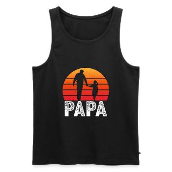 retro père et fille t-shirt papa fille - Débardeur bio Premium Homme - noir - Devant - Michal (187cm)