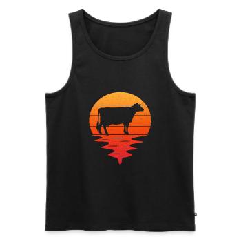 Retro t-shirt vache vaches - Débardeur bio Premium Homme - noir - Devant - Michal (187cm)