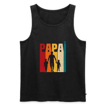 père avec deux fils papa et fils cadeau papa - Débardeur bio Premium Homme - noir - Devant - Michal (187cm)
