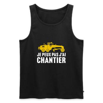 je peux pas j'ai chantier t-shirt niveleuse - Débardeur bio Premium Homme - noir - Devant - Michal (187cm)