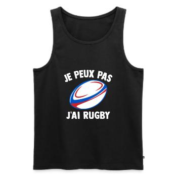 Je peux pas j'ai rugby humour sport rugby - Débardeur bio Premium Homme - noir - Devant - Michal (187cm)