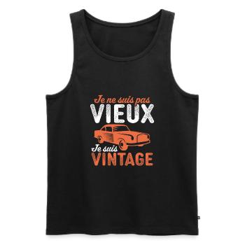 je suis vintage cadeau humour papy voiture - Débardeur bio Premium Homme - noir - Devant - Michal (187cm)