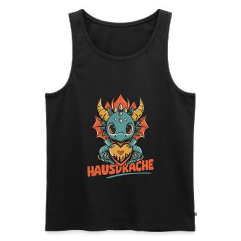 Hausdrache. Stark, Mutig und Unbesiegbar. Drache - Männer Premium Bio Tank Top - Schwarz - Vorne - Michal (187cm)