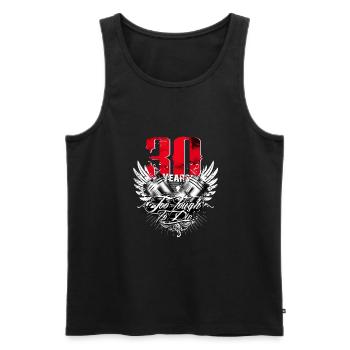 Motorcycle - 30 years - Men's Premium Organic Tank Top - black - Front - AI Model Male 178 light (178cm)