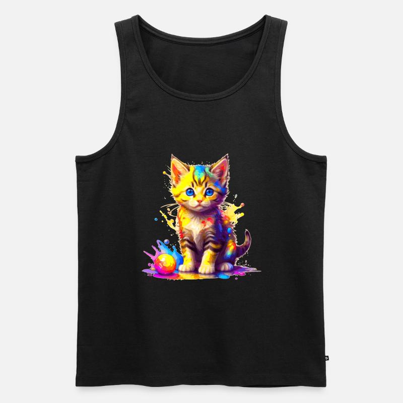 Buntes Kätzchen - Männer Premium Bio Tank Top - Schwarz
