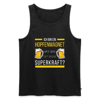 Hopfenmagnet Biertrinker Spruch und Bierliebhaber - Männer Premium Bio Tank Top - Schwarz - Vorne - Michal (187cm)