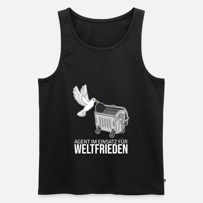 Weltfrieden - Agent im Einsatz - Männer Premium Bio Tank Top - Schwarz