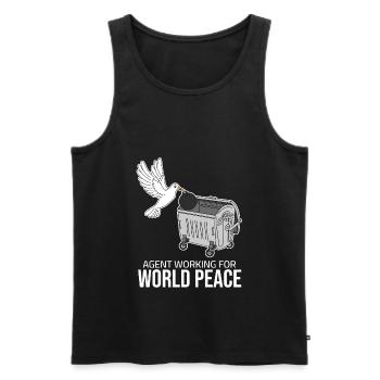 Agent working for World Peace - Dove of Peace - Men's Premium Organic Tank Top - black - Front - AI Model Male 178 light (178cm)
