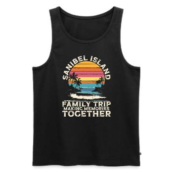 Boissons sur l’île de Sanibel – Vacances en Floride et Sanibel - Débardeur bio Premium Homme - noir - Devant - AI Model Male 178 light (178cm)