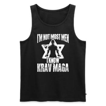 Krav Maga Self-Defense Training Martial Arts - Men's Premium Organic Tank Top - black - Front - AI Model Male 178 light (178cm)