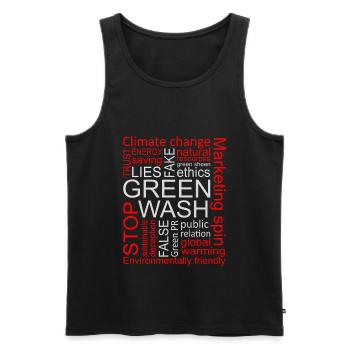 Greenwash Schwindel Lügen Irreführung - Männer Premium Bio Tank Top - Schwarz - Vorne - AI Model Male 178 light (178cm)