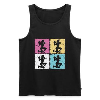 Woman at the dumbbell workout in the gym - Men's Premium Organic Tank Top - black - Front - AI Model Male 178 light (178cm)