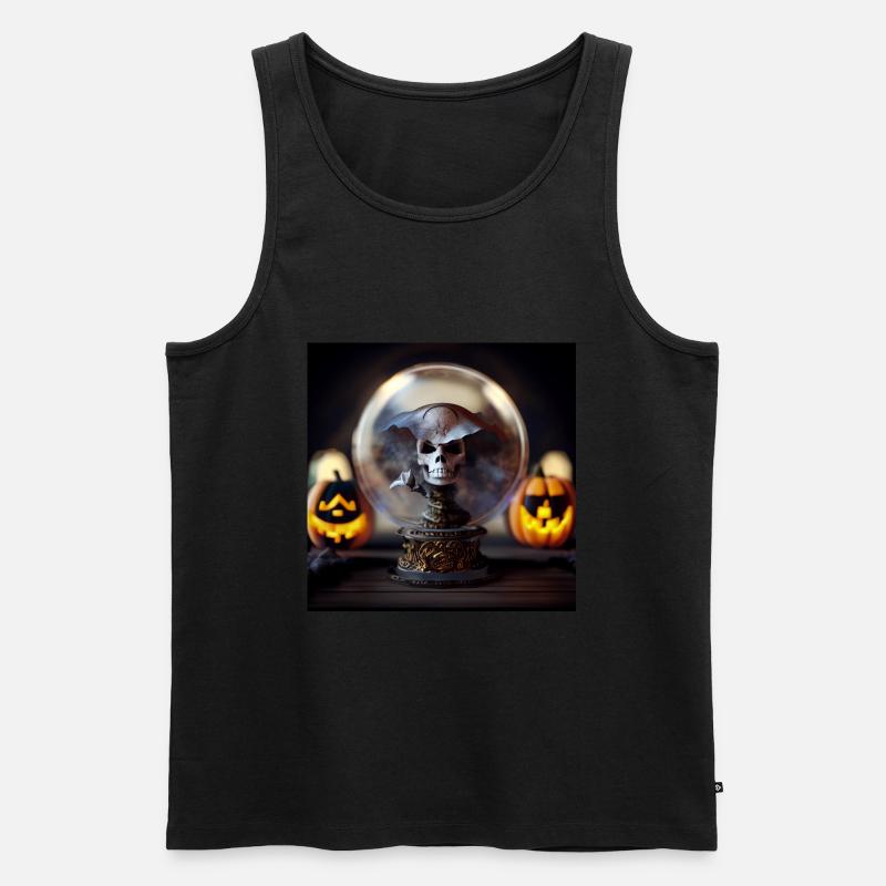 Halloween-Piraten-Schädel-Globus - Männer Premium Bio Tank Top - Schwarz