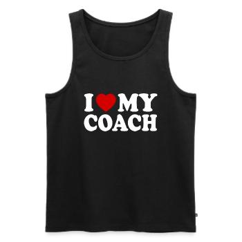 I love my coach - Débardeur bio Premium Homme - noir - Devant - AI Model Male 178 light (178cm)