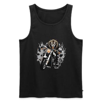 Lion Moto Motard Bête - Débardeur bio Premium Homme - noir - Devant - Michal (187cm)