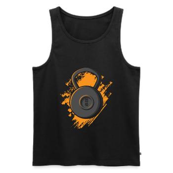 Kettlebell gift, fitness sport gym dumbbell - Men's Premium Organic Tank Top - black - Front - Michal (187cm)