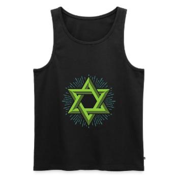 Star of David, religion hexagram Judaism Jew - Men's Premium Organic Tank Top - black - Front - AI Model Male 178 light (178cm)