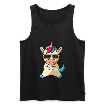 Cool unicorn, sunglasses cool - Men's Premium Organic Tank Top - black - Front - AI Model Male 178 light (178cm)