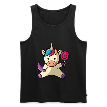 Einhorn mit Lolli - Männer Premium Bio Tank Top - Schwarz - Vorne - AI Model Male 178 light (178cm)