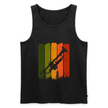 Trompette, musique fanfare cadeau blaskapelle - Débardeur bio Premium Homme - noir - Devant - Michal (187cm)