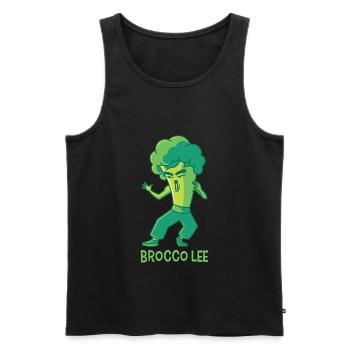 Brocco Lee, broccoli martial arts vegan vegetables - Men's Premium Organic Tank Top - black - Front - Michal (187cm)