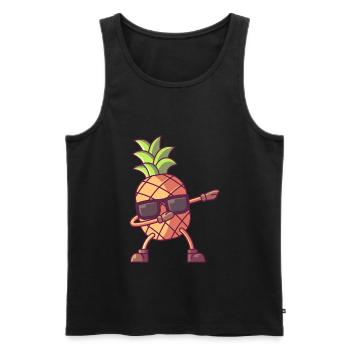 Ananas avec lunettes de soleil, fruits été dab - Débardeur bio Premium Homme - noir - Devant - AI Model Male 178 light (178cm)