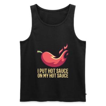 Hot Sauce, scharfes essen chili chilischote - Männer Premium Bio Tank Top - Schwarz - Vorne - AI Model Male 178 light (178cm)