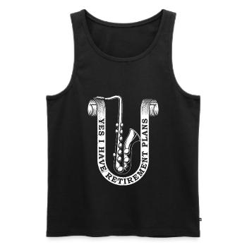 Retraite de saxophone, cadeau de musique de jazz pour retraité - Débardeur bio Premium Homme - noir - Devant - Michal (187cm)