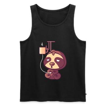 Sloth with a coffee drip - Men's Premium Organic Tank Top - black - Front - Michal (187cm)