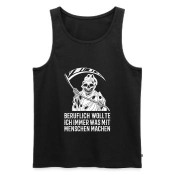 Beruflich wollte ich immer was mit Menschen machen - Männer Premium Bio Tank Top - Schwarz - Vorne - AI Model Male 178 light (178cm)